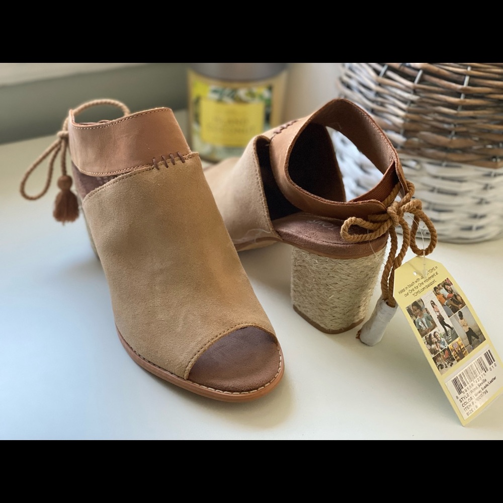 Toms Women's Shoes Toms Seville Suede Peep Toe Heeled Sandal Honey